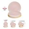 Pink with Gold Rim Organic Round Disposable Plastic Appetizer/Salad Plates - 7.5" (120 Plates)
